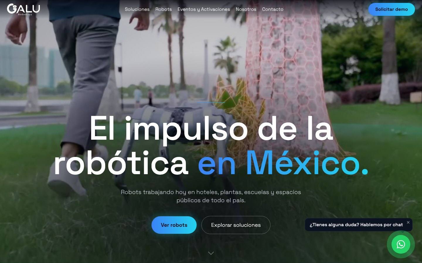 Página de inicio de roboticsgalu.com en escritorio