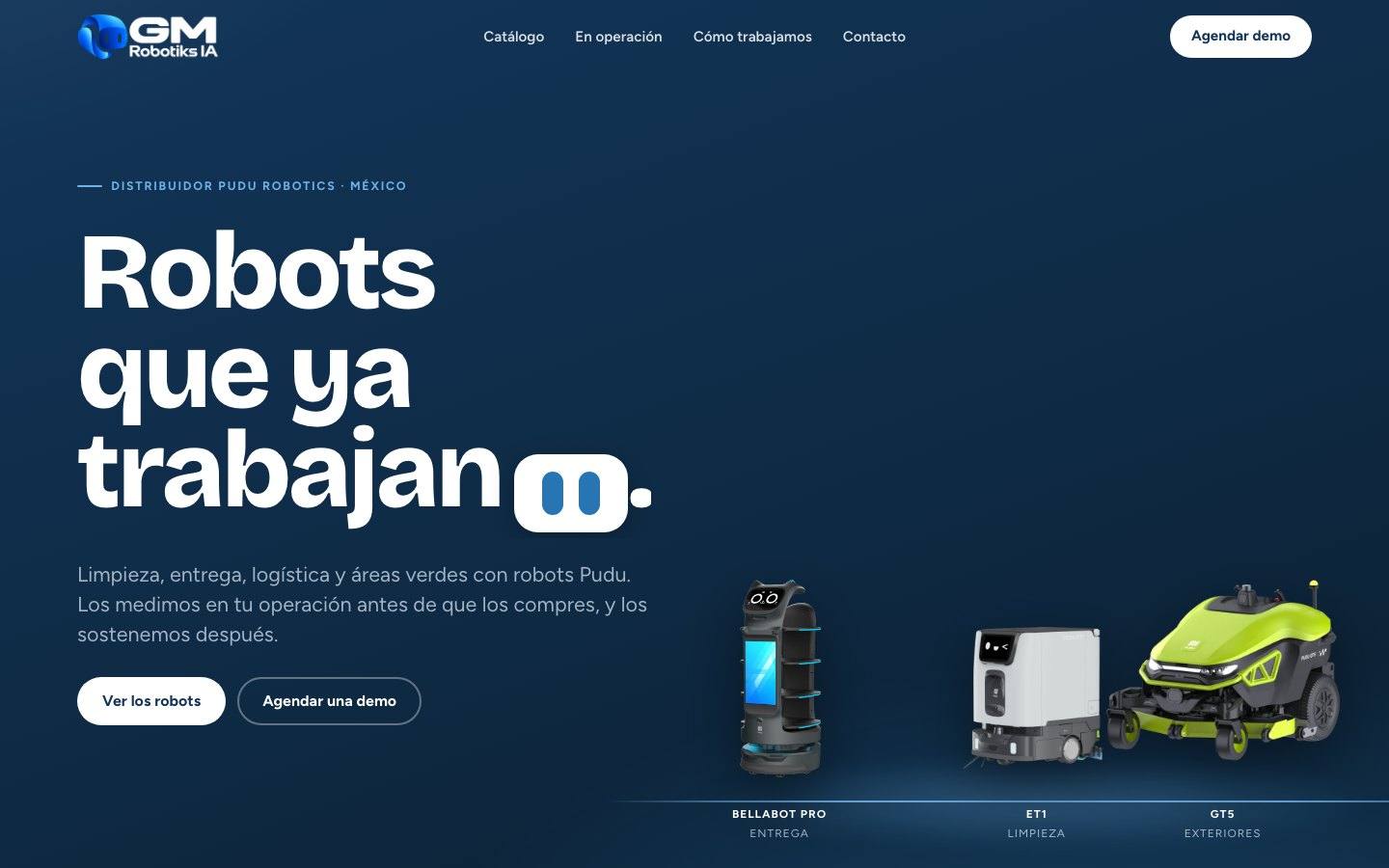 Página de inicio de gmrobotiks.com en escritorio