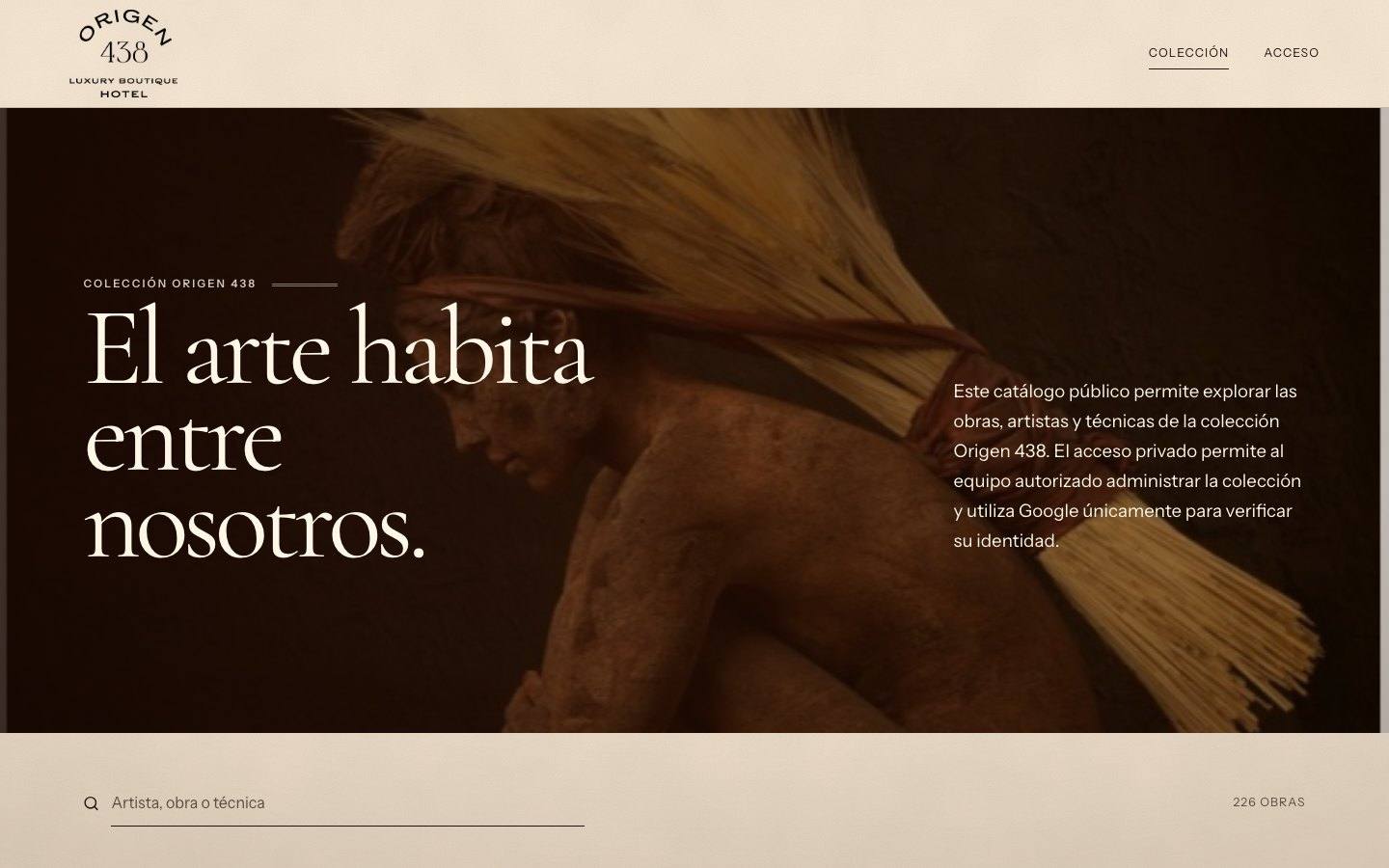 Página de inicio de arte.durapiedra.com en escritorio