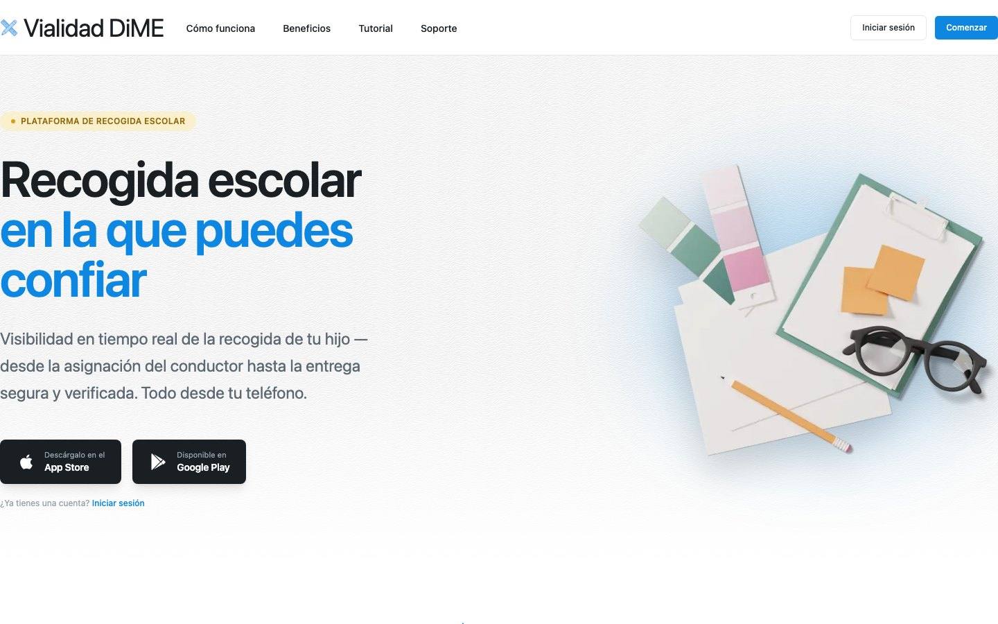 Página de inicio de vialidad.dimeschool.com.mx en escritorio